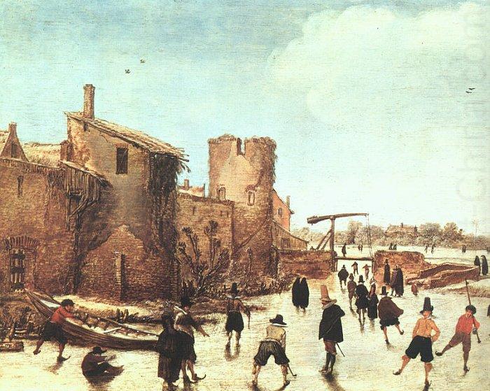 Skaters on the Moat by the Walls, Esaias Van de Velde